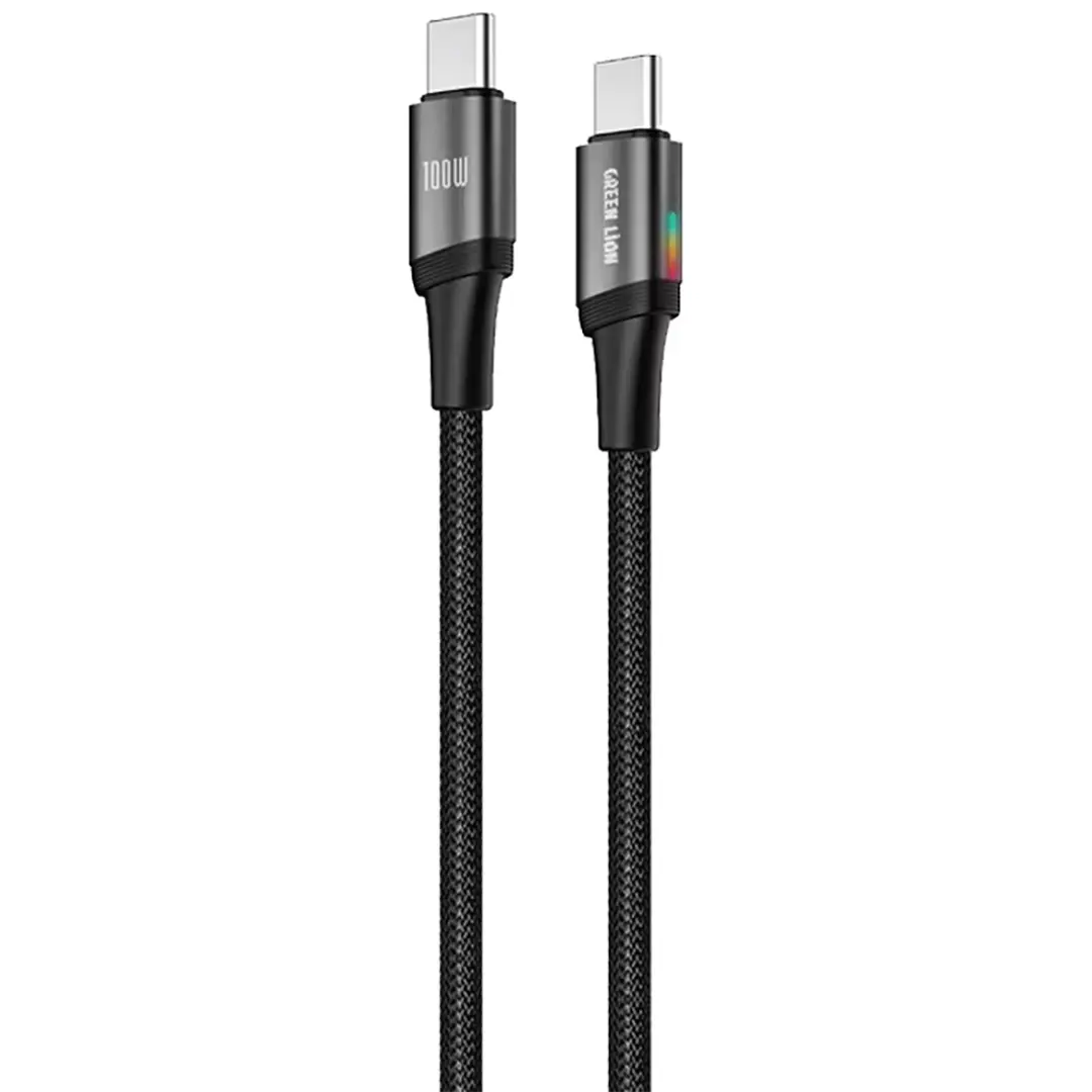 Green Lion Lumi Charge USB C to USB C 1m Braided Cable PD 100w Black