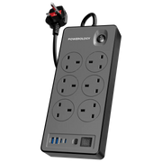 Powerology 6ac 2990w Power Strip PD 20w Black