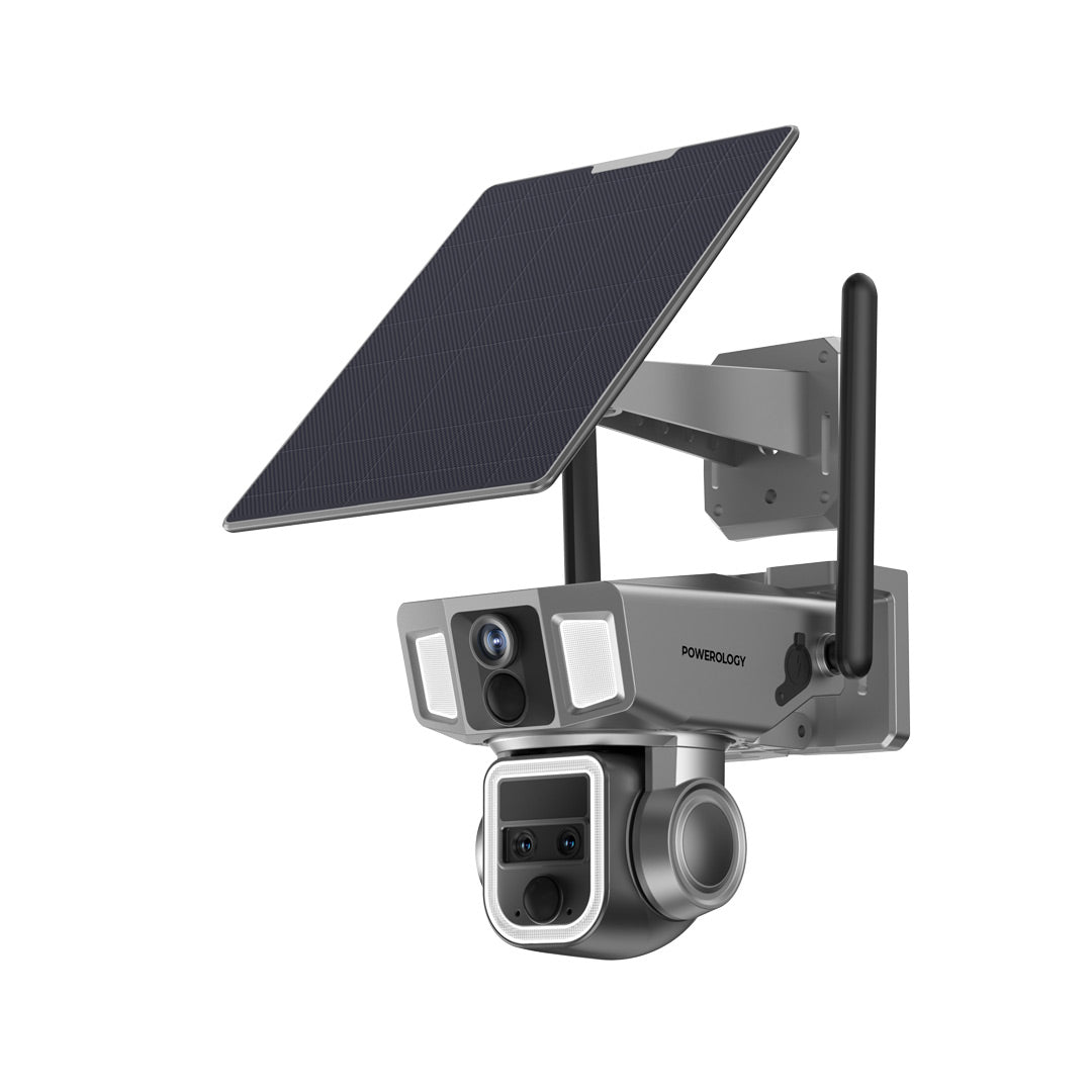 Powerology 4g Wi-Fi 360deg Dual Lens Outdoor Camera Black