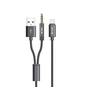 Green Lion 2 in 1 Aux Braided Cable 1 2m