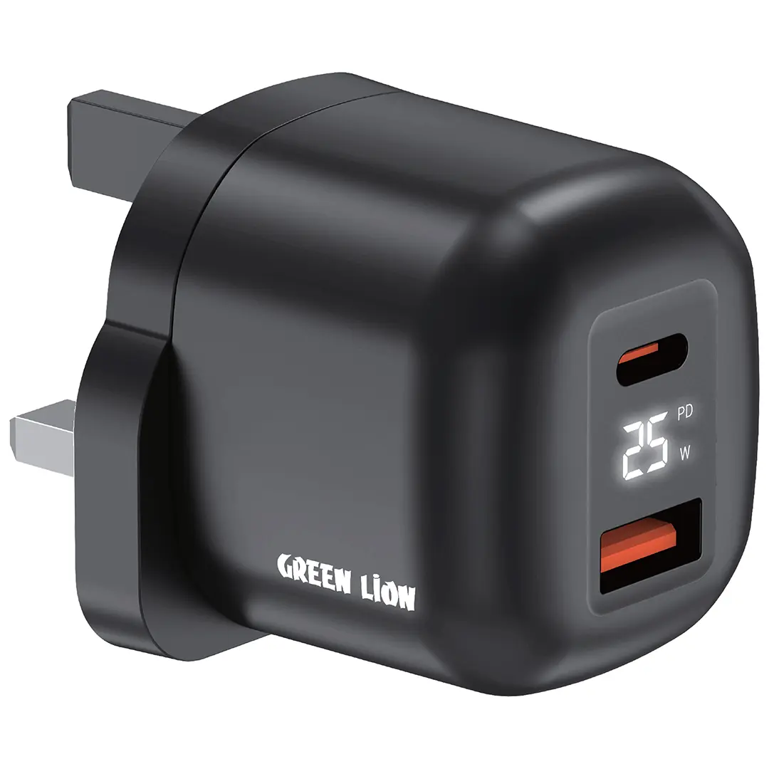 Green Lion Q Series Uk Plug USB C USB A Black