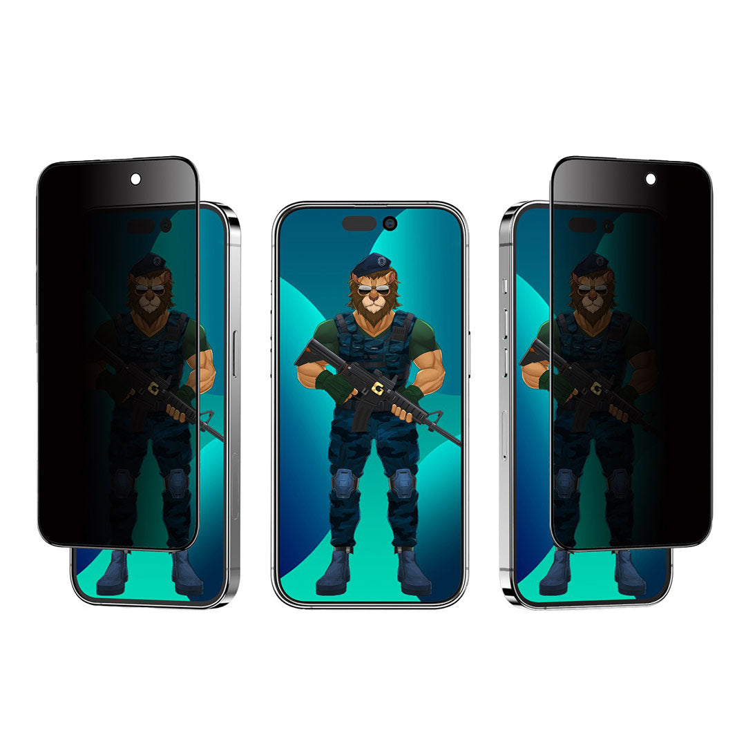 Green 3d Pet Privacy Glass Screen Protector for Iphone 13 Pro Max 14 Plus