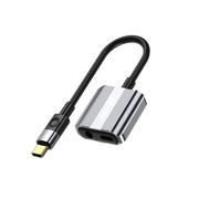 Green Lion 2 in 1 Splitter Adapter Type C to Aux Type C Grey