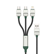 Green Lion 3 in 1 Cable Braided USB A to C C L Black Dark Green