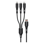 Green Lion 3 in 1 Silicone Cable USB A to USB C Micro Lightning Black