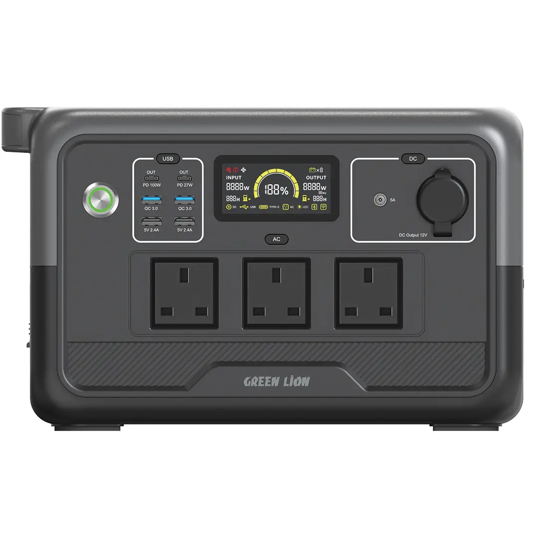 Green Lion PGX 800 Power Station-768 Wh 240000 m Ah 800 W(Li Fe PO 4)-Black