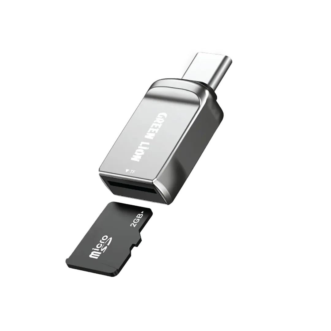 Green Lion Sd Card Reader USB C to Micro Sd Silver