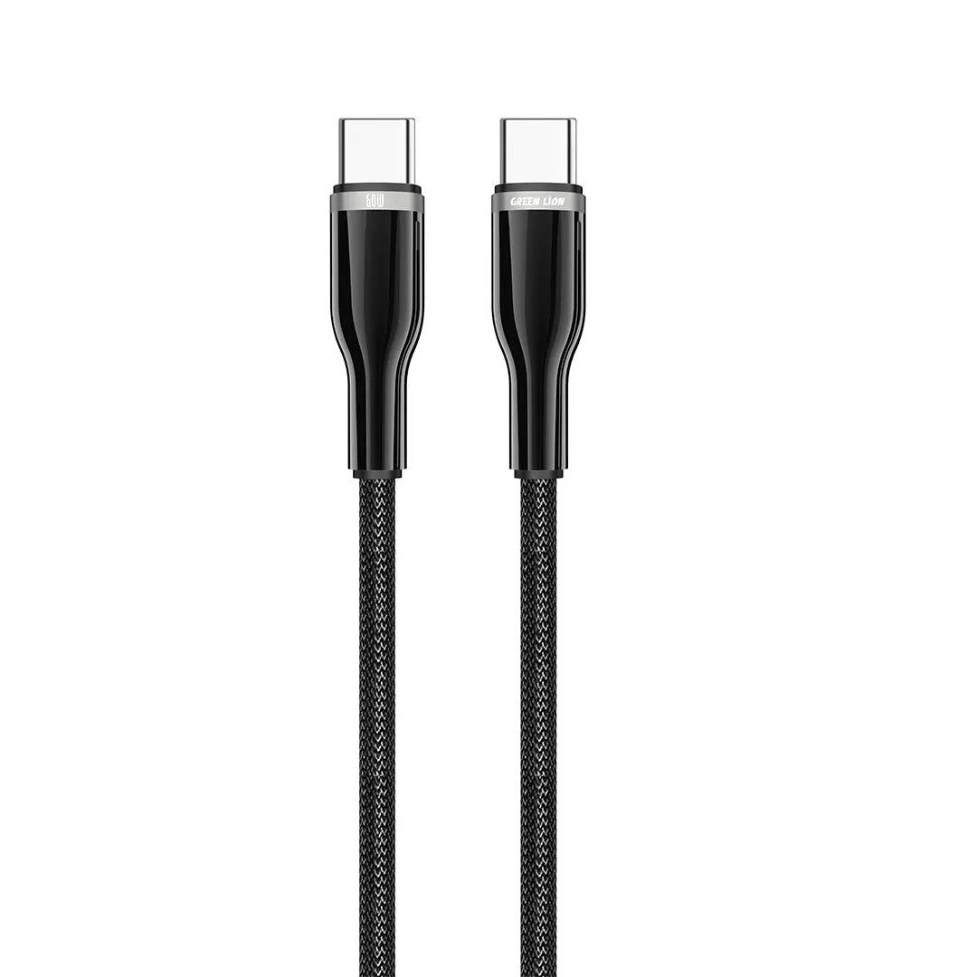 Green Lion USB C to USB C Zinc Alloy Braided Cable Black
