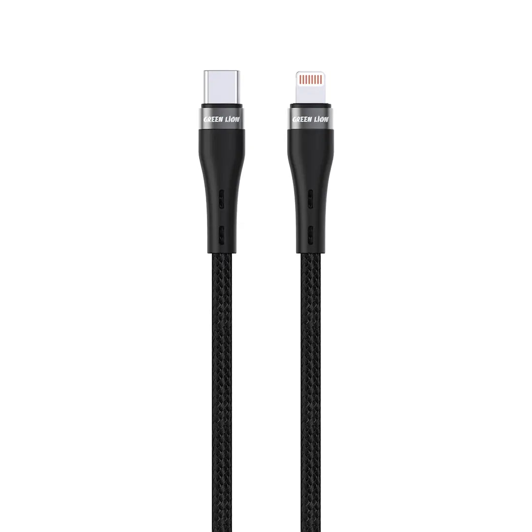 Green Lion USB C to Lightning Braided Cable Black