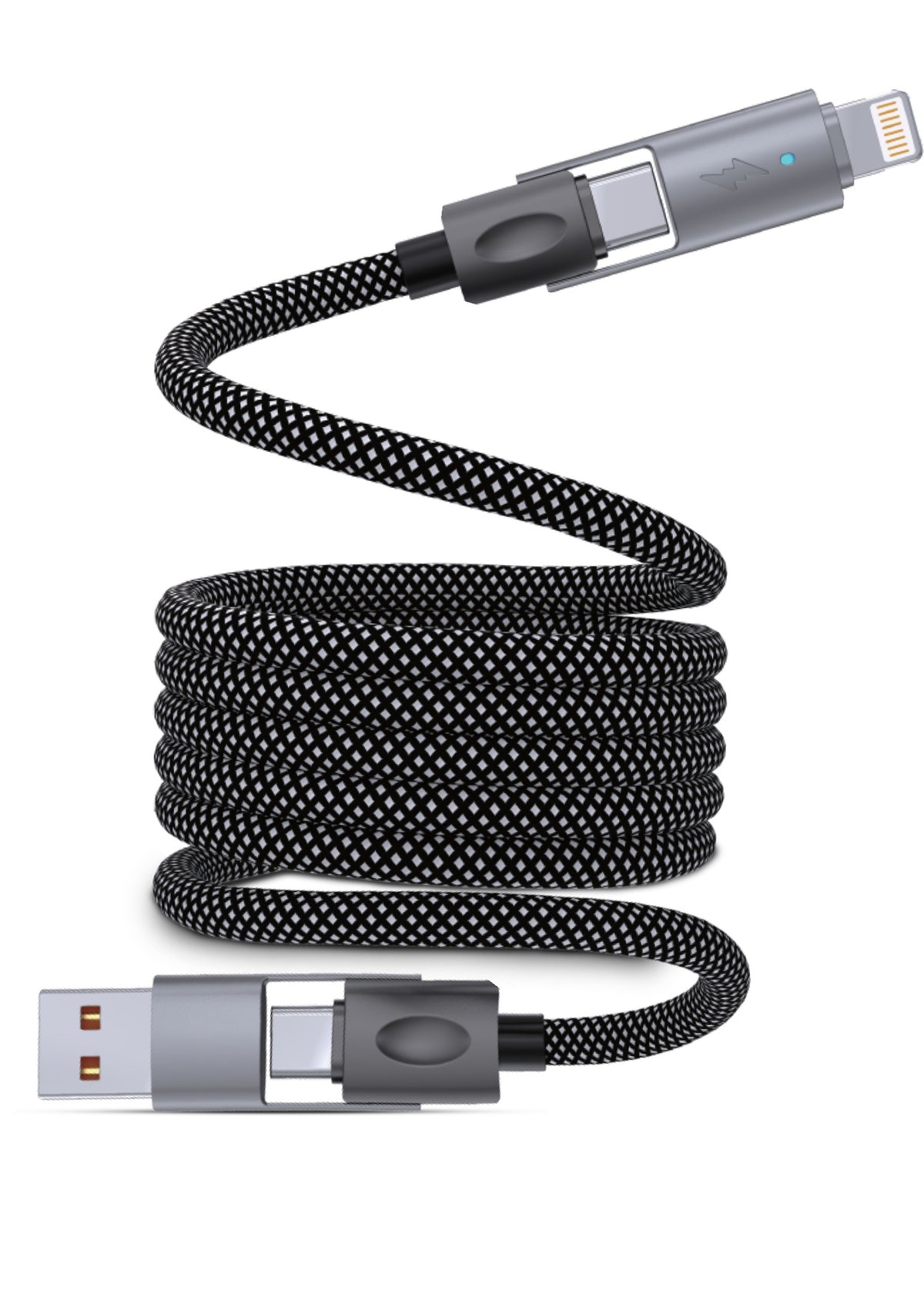 Taktik 4-in-1 Magnetic Charging Cable - USB-C and Lightning - 1 Meter