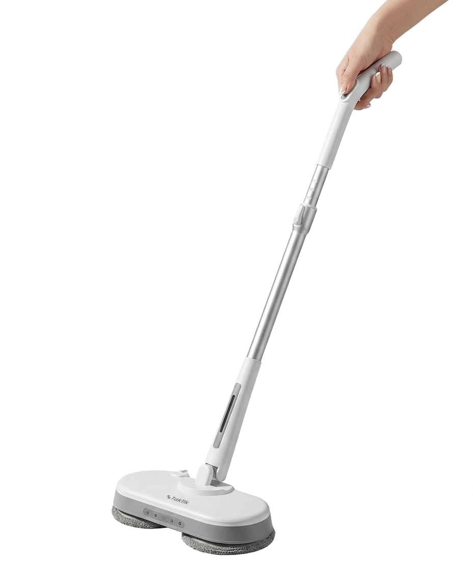 ممسحة أرضيات لاسلكية تكتك بنظام تدوير ورش ماء 2000 ملي أمبير 300 مللي Taktik Power Mop With Automatic Rotation and Water Spraying