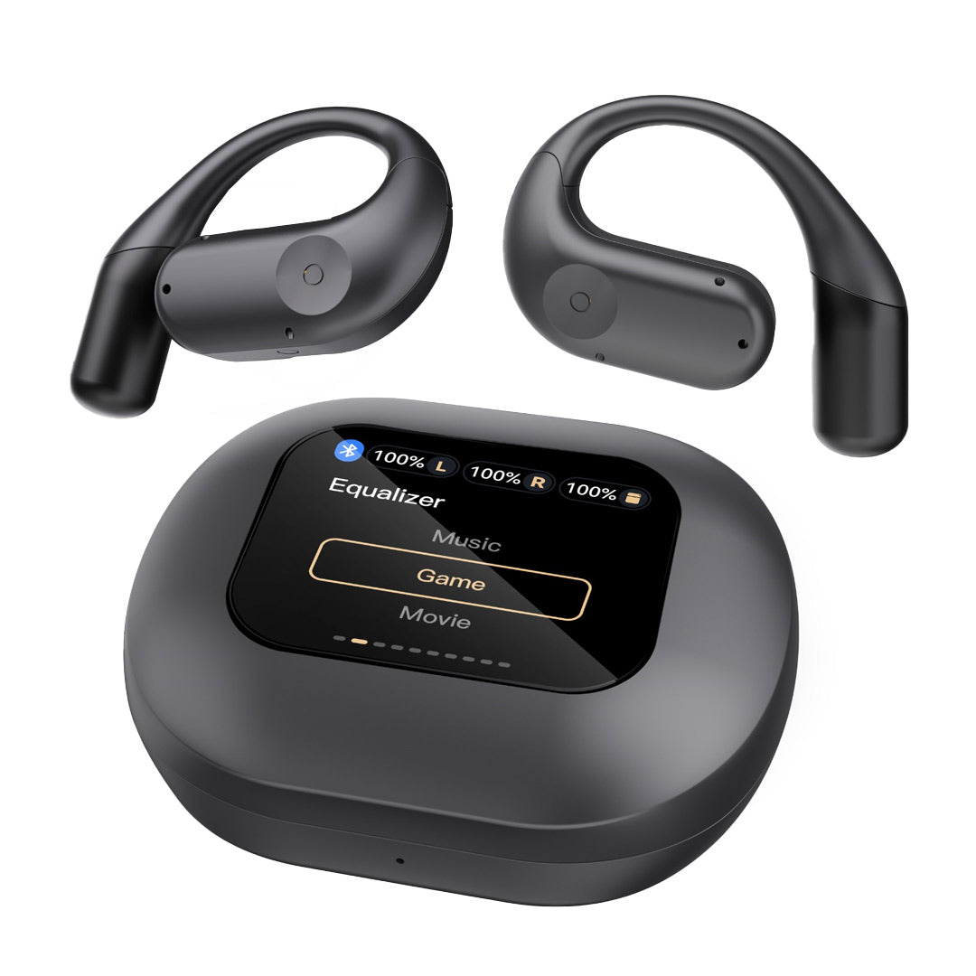 Powerology Air Conduction Enc Tws Earbuds and Charging Case with Display 60mAh Black