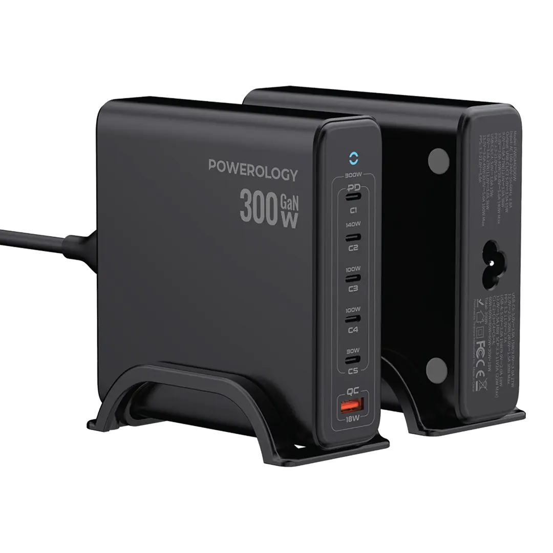 Powerology Volt X Gan 300w Smart Desktop Charger Black