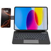 Powerology Dynaboard Wireless Keyboard Case with MagSafe Phone Holder for Ipad 10th Gen Black