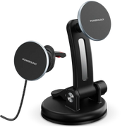 Powerology Airwave Magnetic Wireless Car Charger Gray