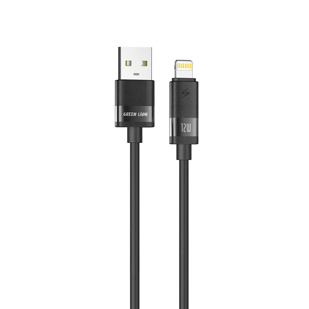 Green Lion Matte Silicone USB A to Lightning Cable Black