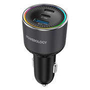 Powerology Elan 240w Dual USB C USB A Car Charger Grey