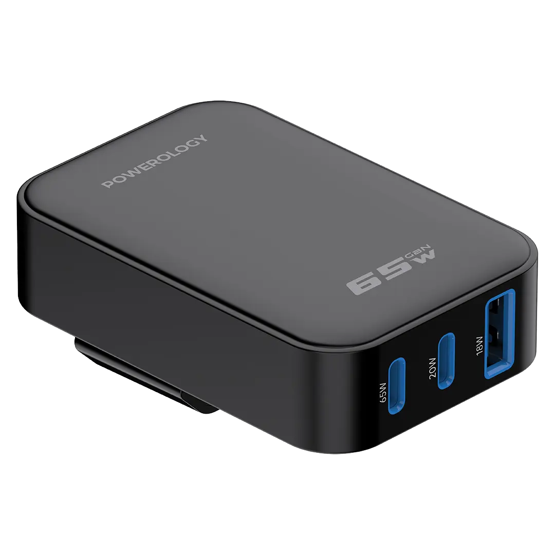 Powerology Crab Foldable Eu Gan Charger Black