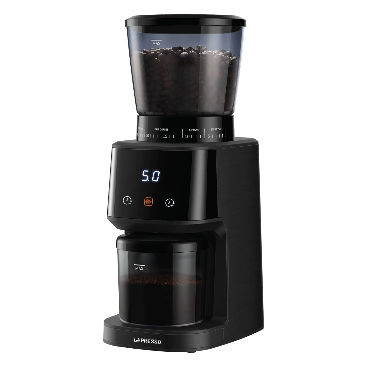LePresso Conical Burr Grinder Black