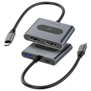 Powerology 4 in 1 USB C Multi Function Hub Gray