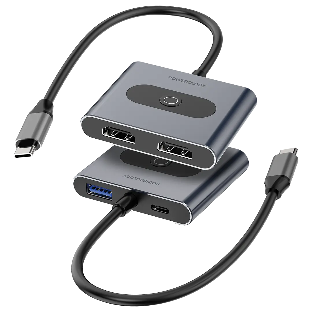 Powerology 4 in 1 USB C Multi Function Hub Gray