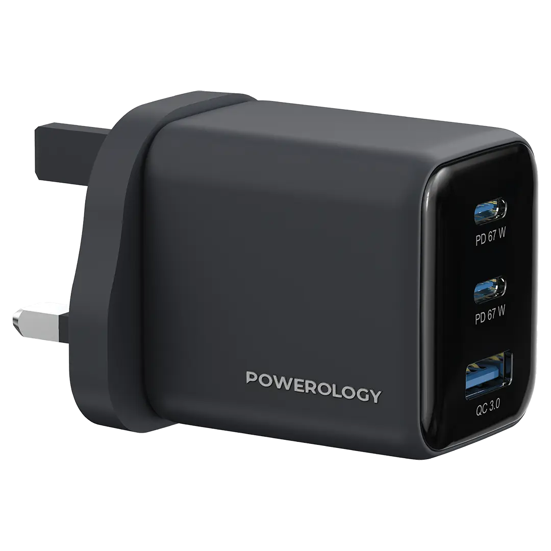 Powerology Volt X 67w Multi Port Gan Wall Charger Black