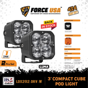 مصابيح لُوما للقيادة 3 بوصات - أبيض (زوج) | FORCE USA LUMA 3" POD LIGHT DRIVING WHITE (PAIR)