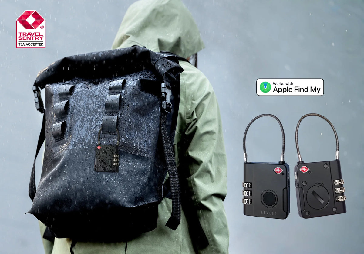 قفل أمتعة ليفيلو TabiLock بأرقام ودعم Apple Find My – أسود – تفاصيل المنتج والعبوة