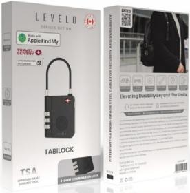 قفل أمتعة ليفيلو TabiLock بأرقام ودعم Apple Find My – أسود – تفاصيل المنتج والعبوة
