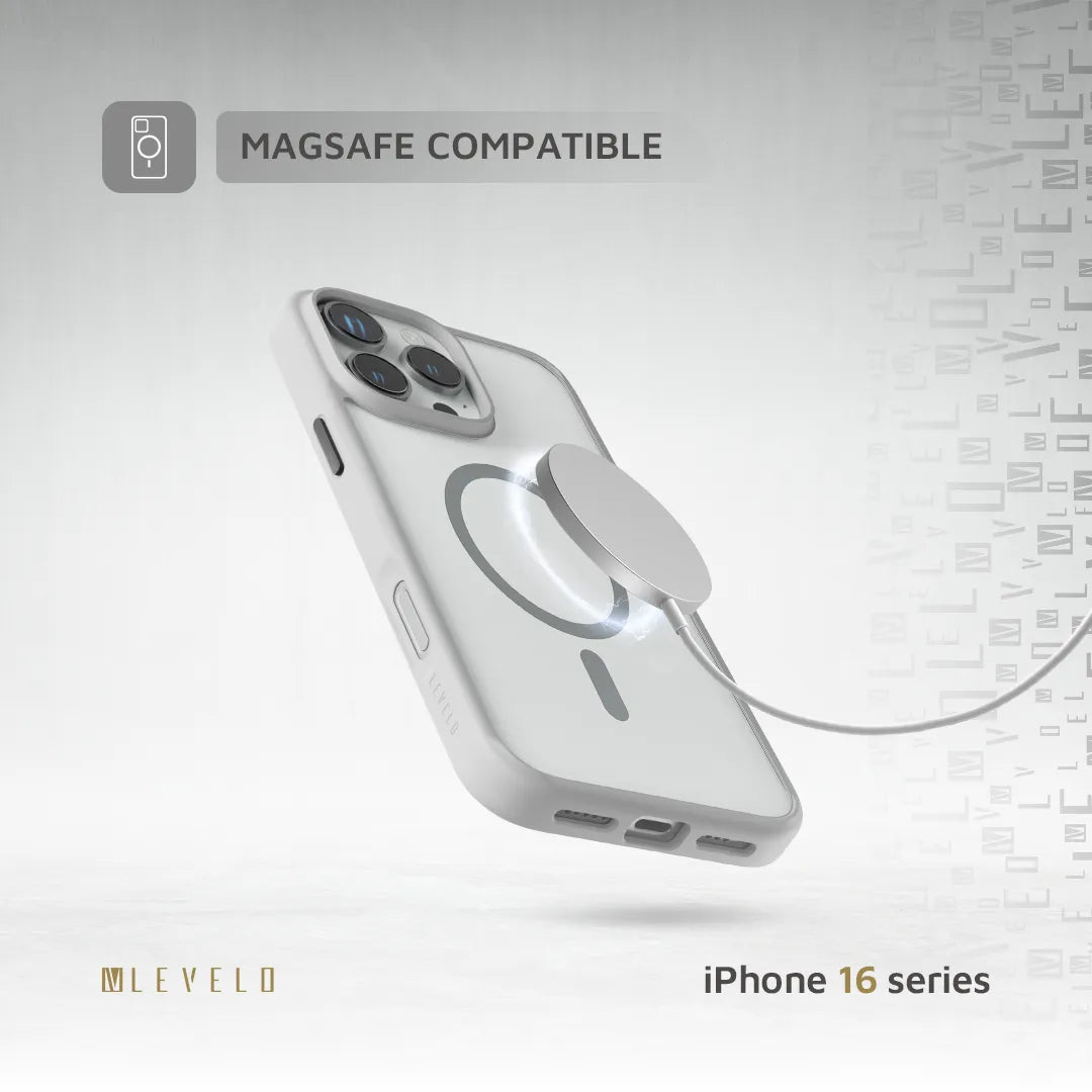 كفر ليفيلو Solo متوافق مع MagSafe لآيفون 16 برو ماكس – رمادي – تفاصيل المنتج والعبوة