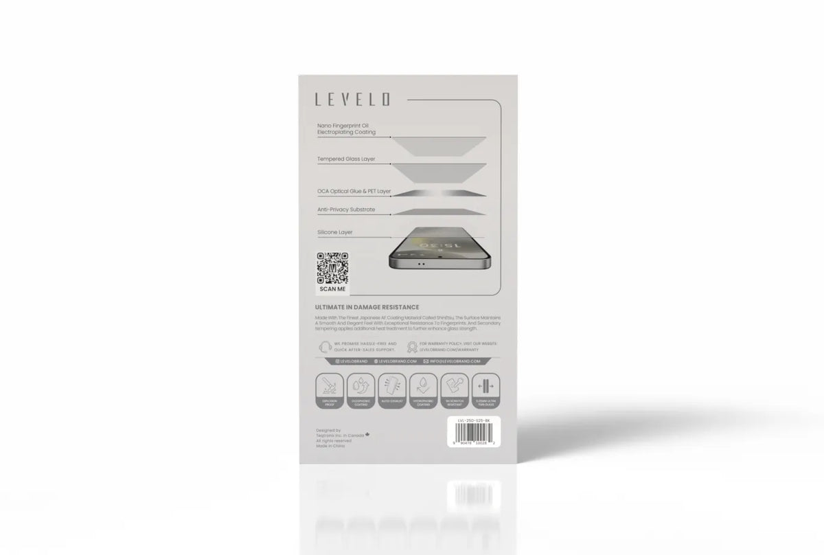 واقي شاشة ليفيلو 2.5D Silk Print لـسامسونج S25 وS25 بلس – تفاصيل المنتج والعبوة