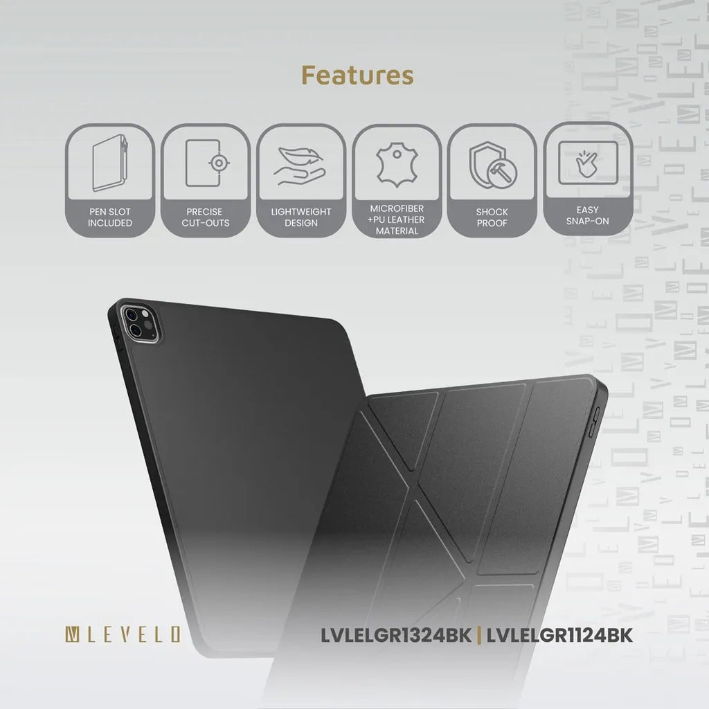 كفر ليفيلو Elegante Hybrid لآيباد Pro إصدار 2024 أو آيباد الجيل التاسع – تفاصيل المنتج والعبوة