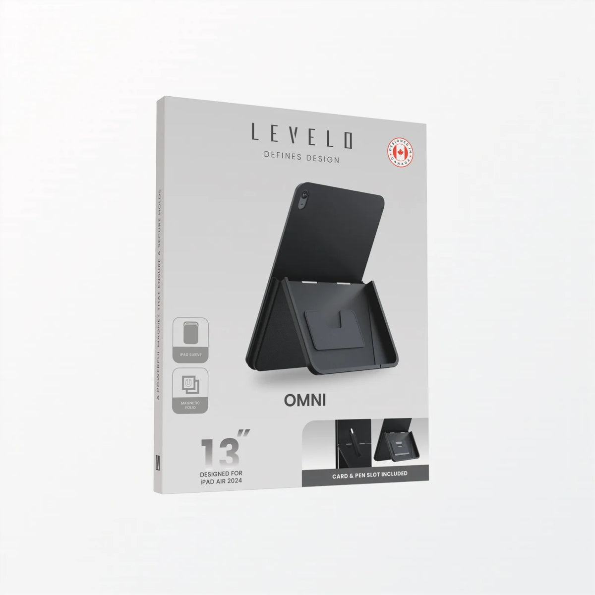غطاء ليفيلو Omni 4-in-1 لـآيباد برو 11 و13 بوصة وإير 13 بوصة (2024) – تفاصيل المنتج والعبوة
