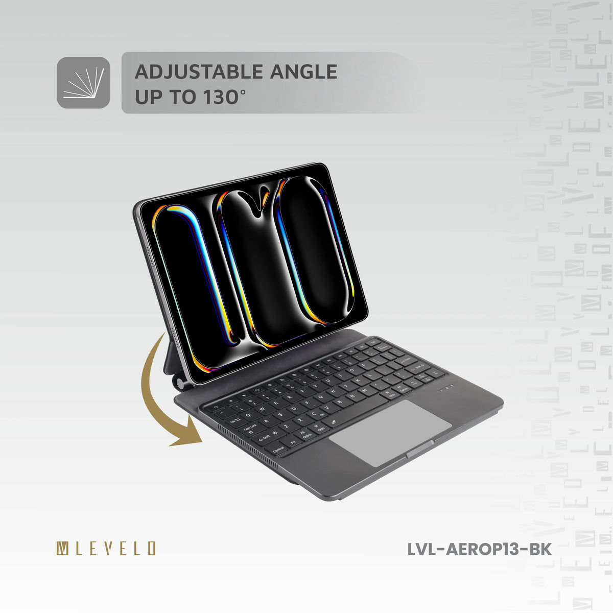 لوحة مفاتيح لاسلكية ليفيلو AeroBoard Pro لآيباد برو 2024 – أسود – تفاصيل المنتج والعبوة