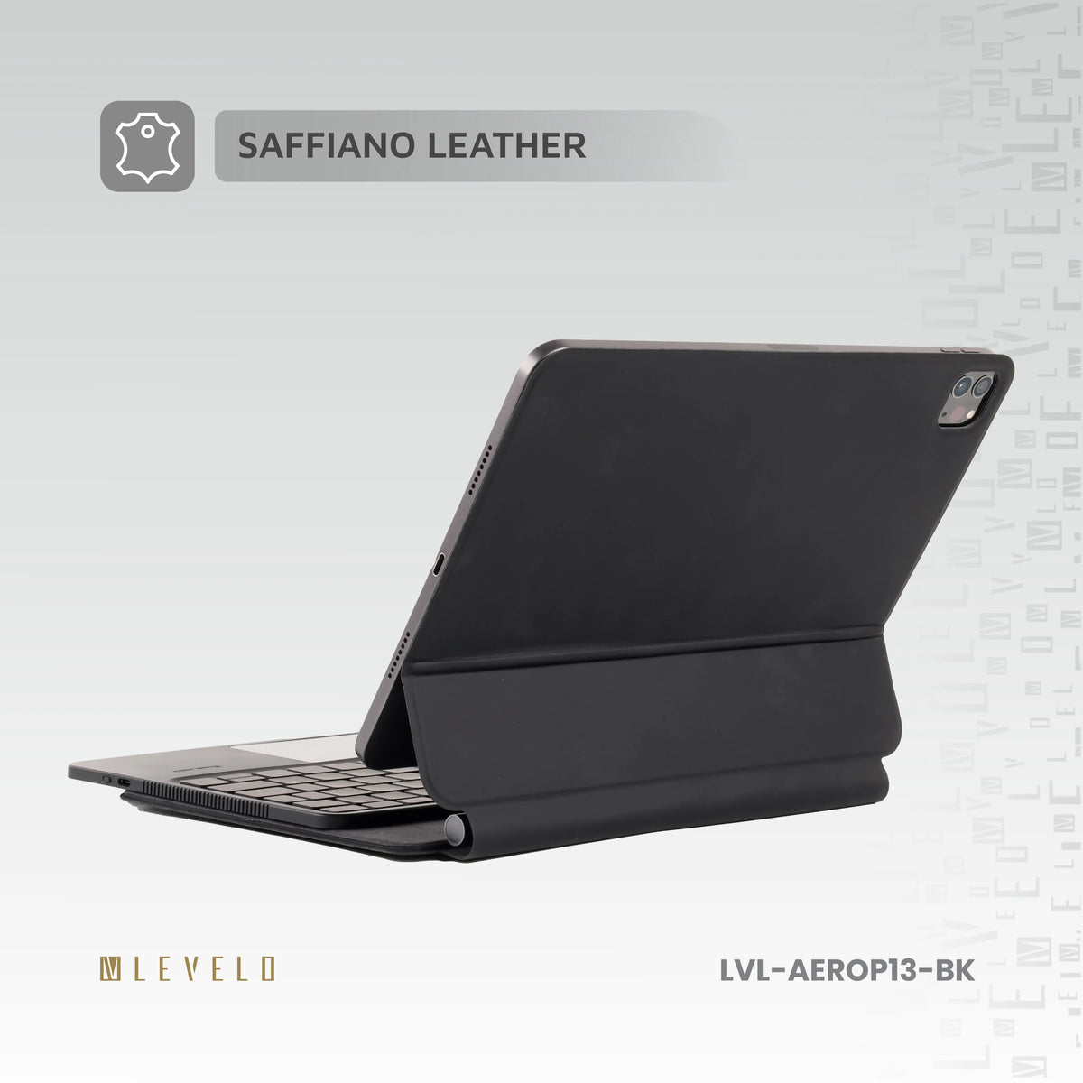 لوحة مفاتيح لاسلكية ليفيلو AeroBoard Pro لآيباد برو 2024 – أسود – تفاصيل المنتج والعبوة
