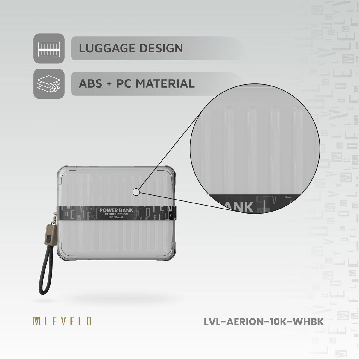 باور بانك ليفيلو Aerion سعة 10000 mAh مع كابل مسكة USB-C – تفاصيل المنتج والعبوة