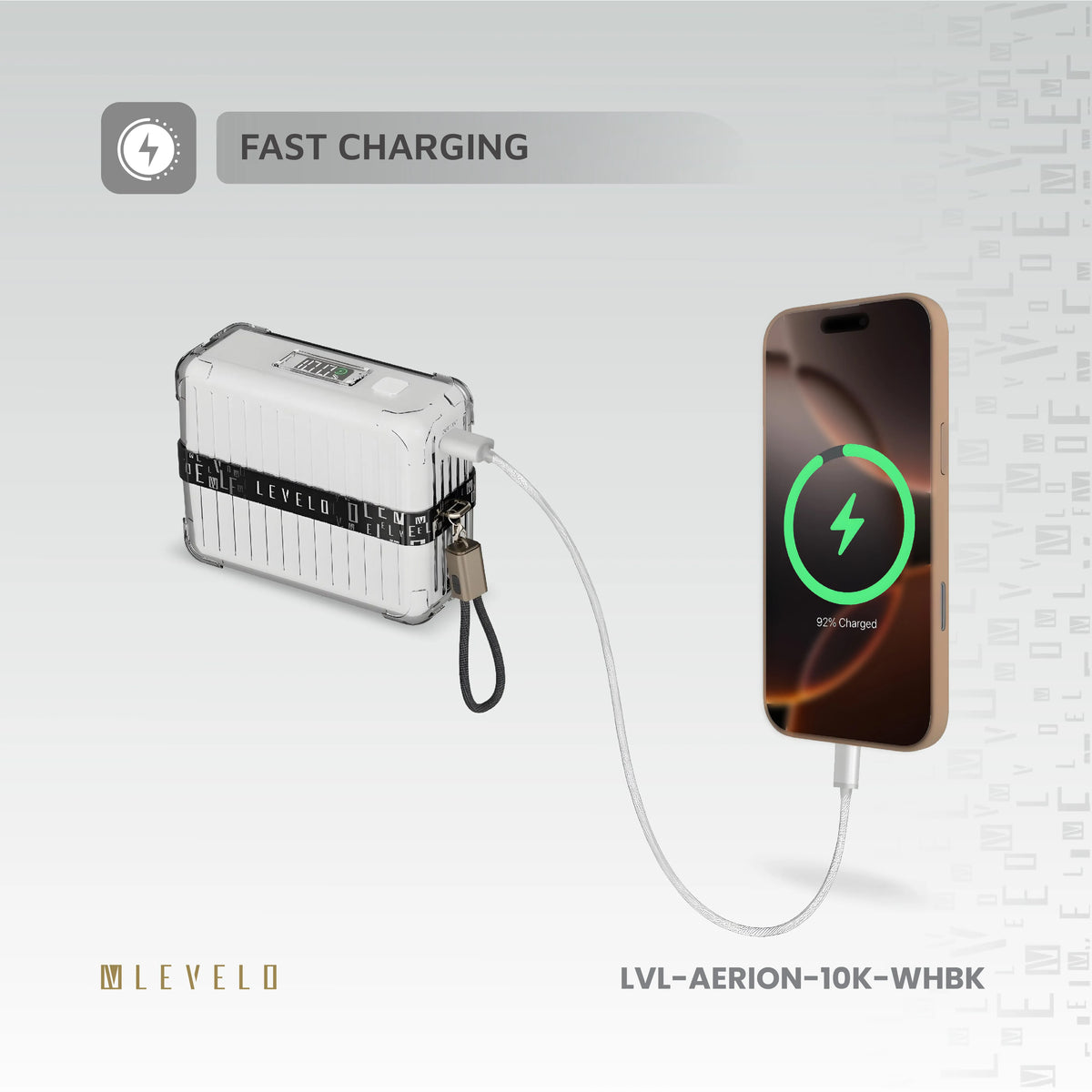 باور بانك ليفيلو Aerion سعة 10000 mAh مع كابل مسكة USB-C – تفاصيل المنتج والعبوة