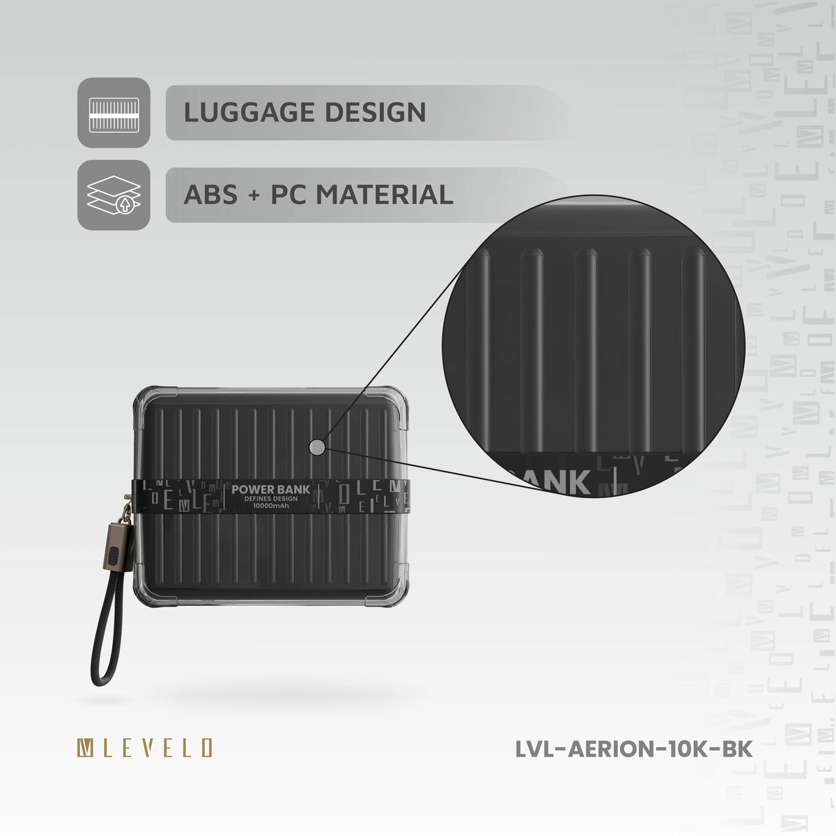 باور بانك ليفيلو Aerion سعة 10000 mAh مع كابل مسكة USB-C – تفاصيل المنتج والعبوة