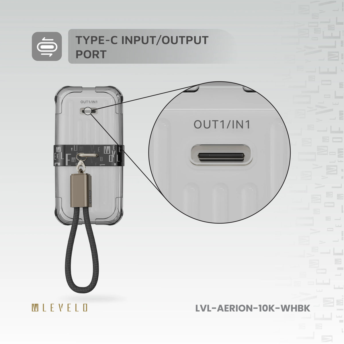 باور بانك ليفيلو Aerion سعة 10000 mAh مع كابل مسكة USB-C – تفاصيل المنتج والعبوة