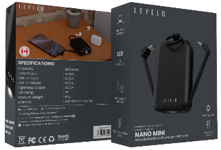 باور بانك مفاتيح ليفيلو Nano Mini ‏4000 ملّي أمبير ساعة – تفاصيل المنتج والعبوة