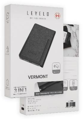 محفظة ليفيلو Vermont‏3 في 1 مع باور بانك 5000 mAh – أسود – تفاصيل المنتج والعبوة