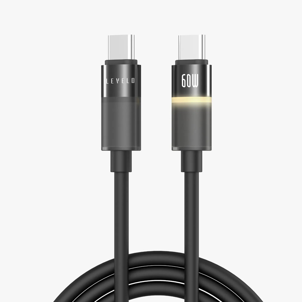 كابل ليفيلو Luno من USB-C إلى USB-C بقدرة 60 واط – متر واحد – أسود – تفاصيل المنتج والعبوة