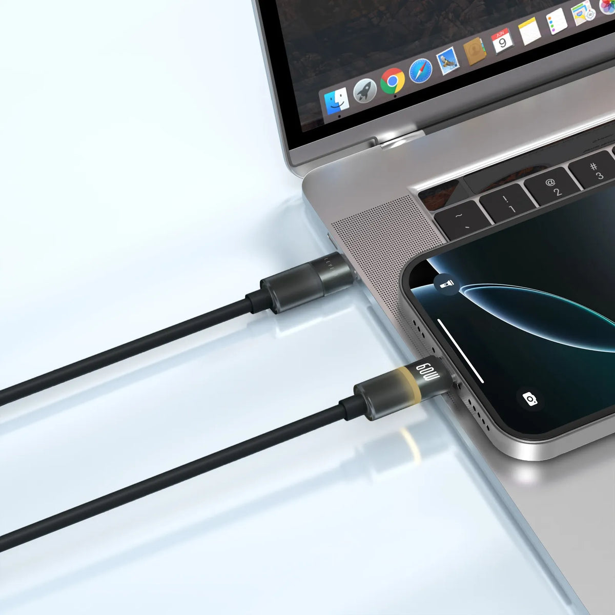 كابل ليفيلو Luno من USB-C إلى USB-C بقدرة 60 واط – متر واحد – أسود – تفاصيل المنتج والعبوة