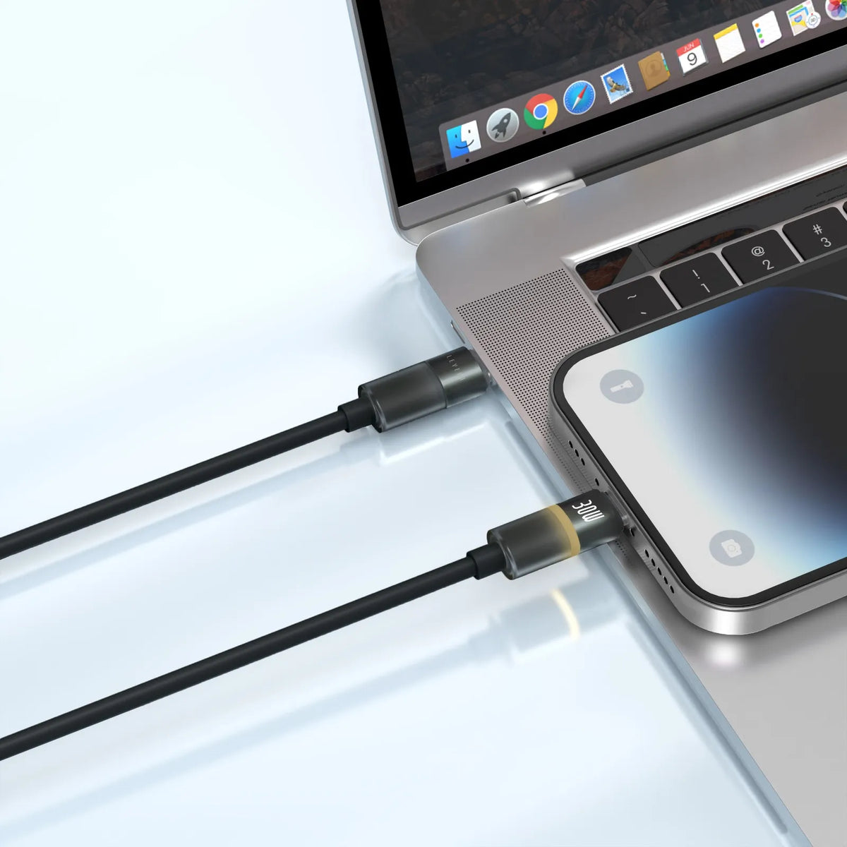 كابل ليفيلو Luno من USB-C إلى Lightning بقدرة 30 واط – متر واحد – أسود – تفاصيل المنتج والعبوة