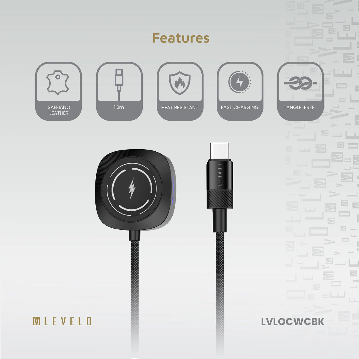 كابل شحن Apple Watch ليفيلو Otto بمنفذ USB-C – ‏1.2 متر – تفاصيل المنتج والعبوة