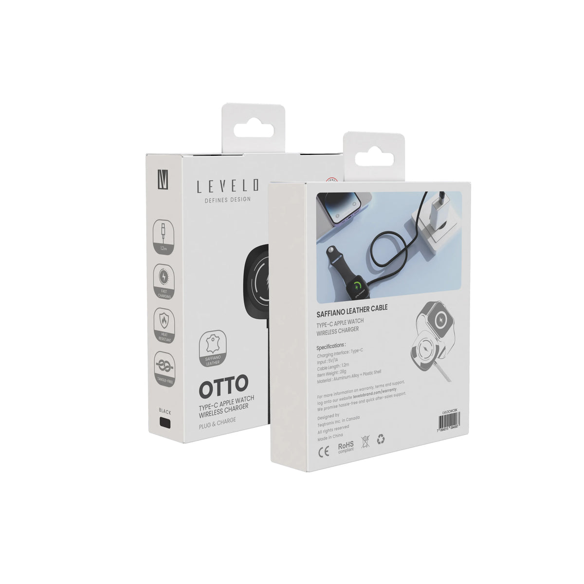 كابل شحن Apple Watch ليفيلو Otto بمنفذ USB-C – ‏1.2 متر – تفاصيل المنتج والعبوة