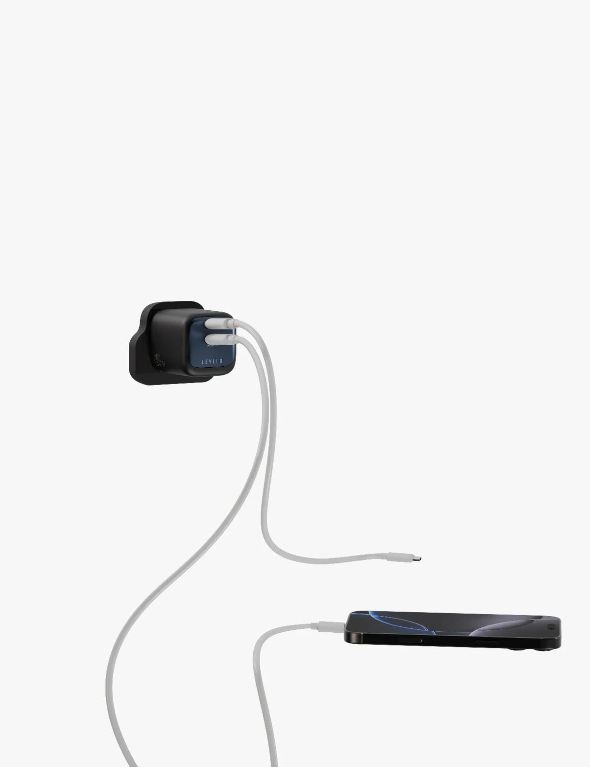 شاحن ليفيلو Vero ‏GaN بقدرة 45 واط ومنفذي USB-C – قابس UK – تفاصيل المنتج والعبوة