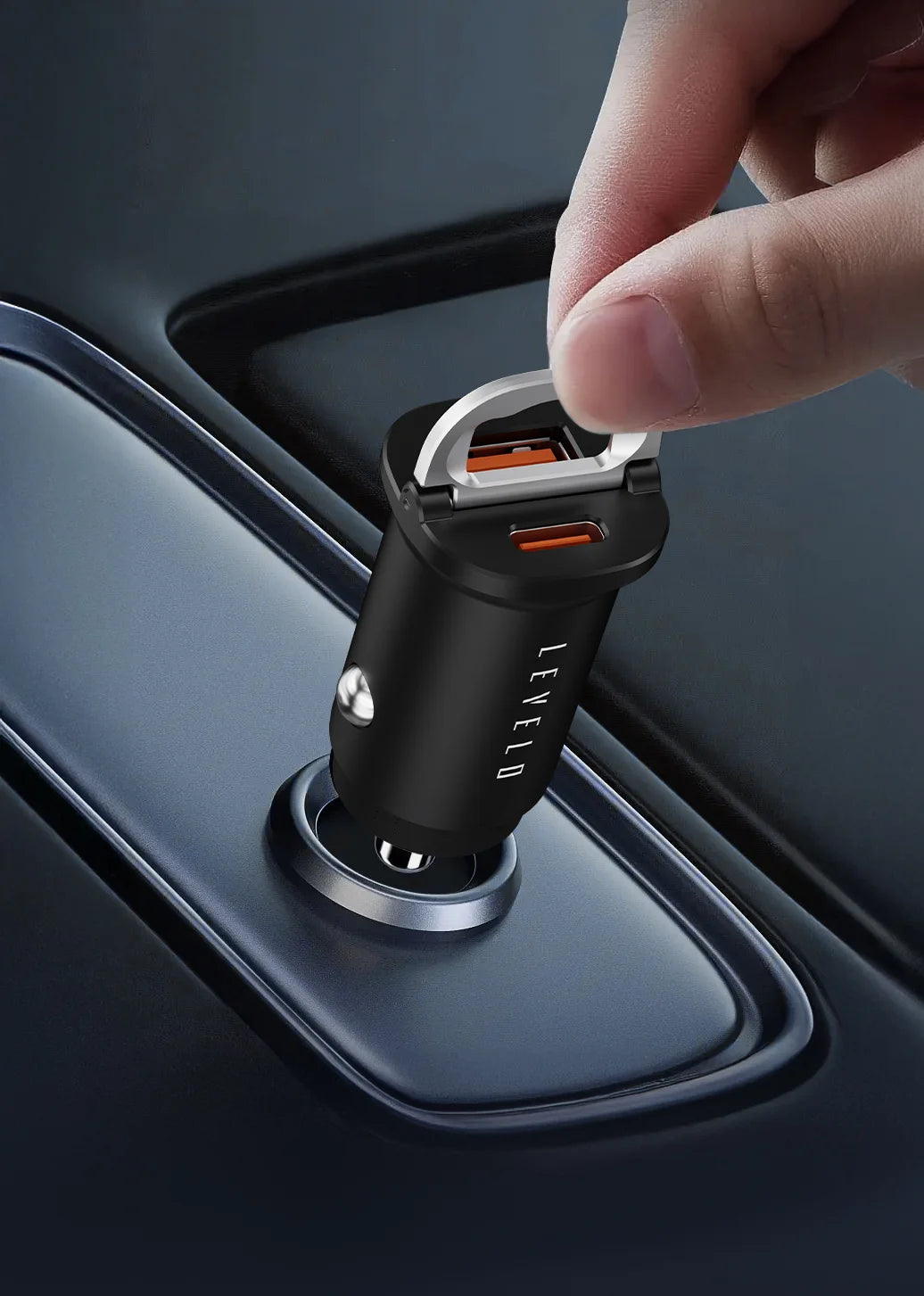 شاحن سيارة ليفيلو Kruz بقدرة 38 واط – USB-C وUSB-A – تفاصيل المنتج والعبوة