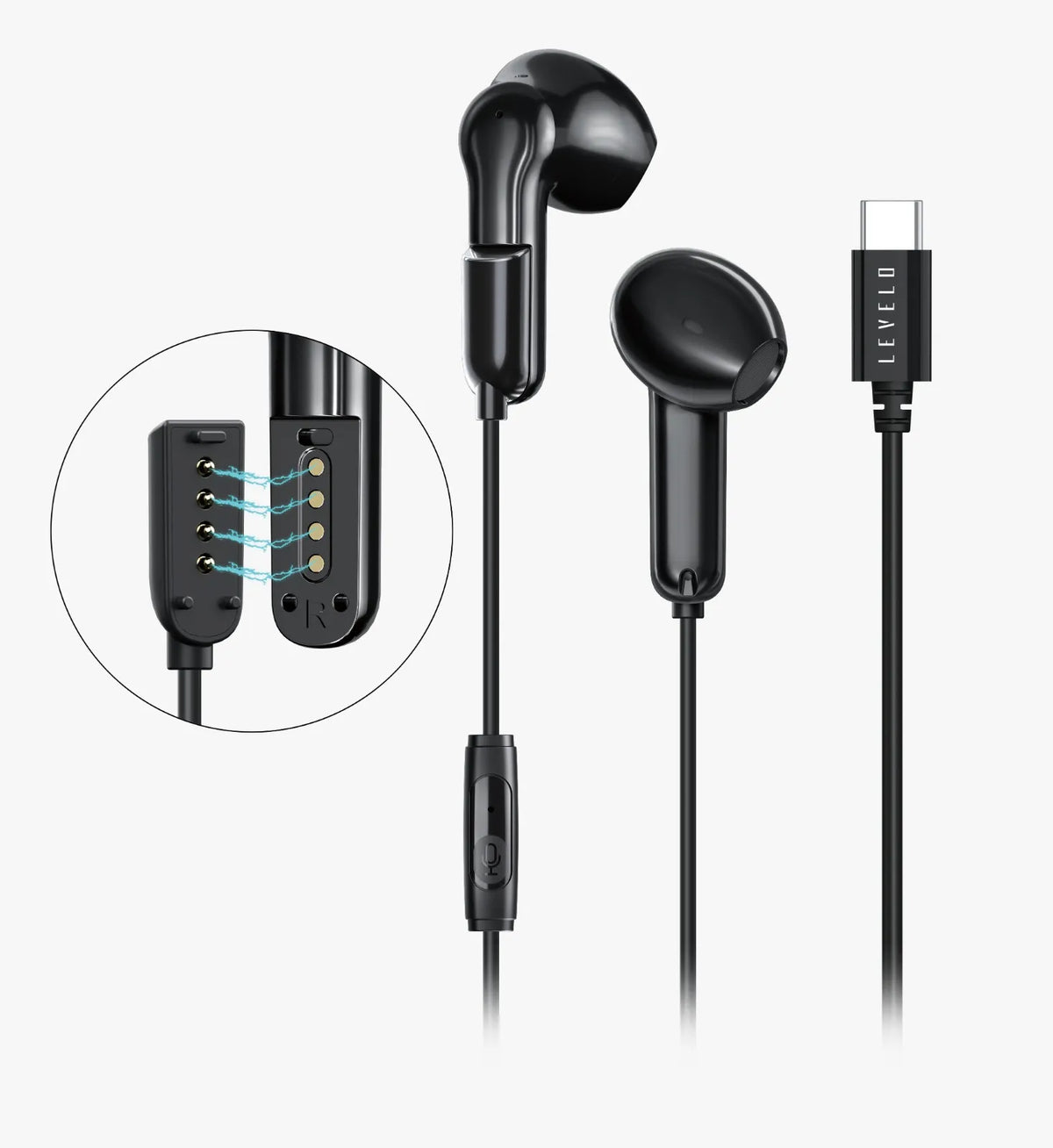 سماعات ليفيلو Soundflex ‏2 في 1 – لاسلكية وسلكية USB-C – تفاصيل المنتج والعبوة