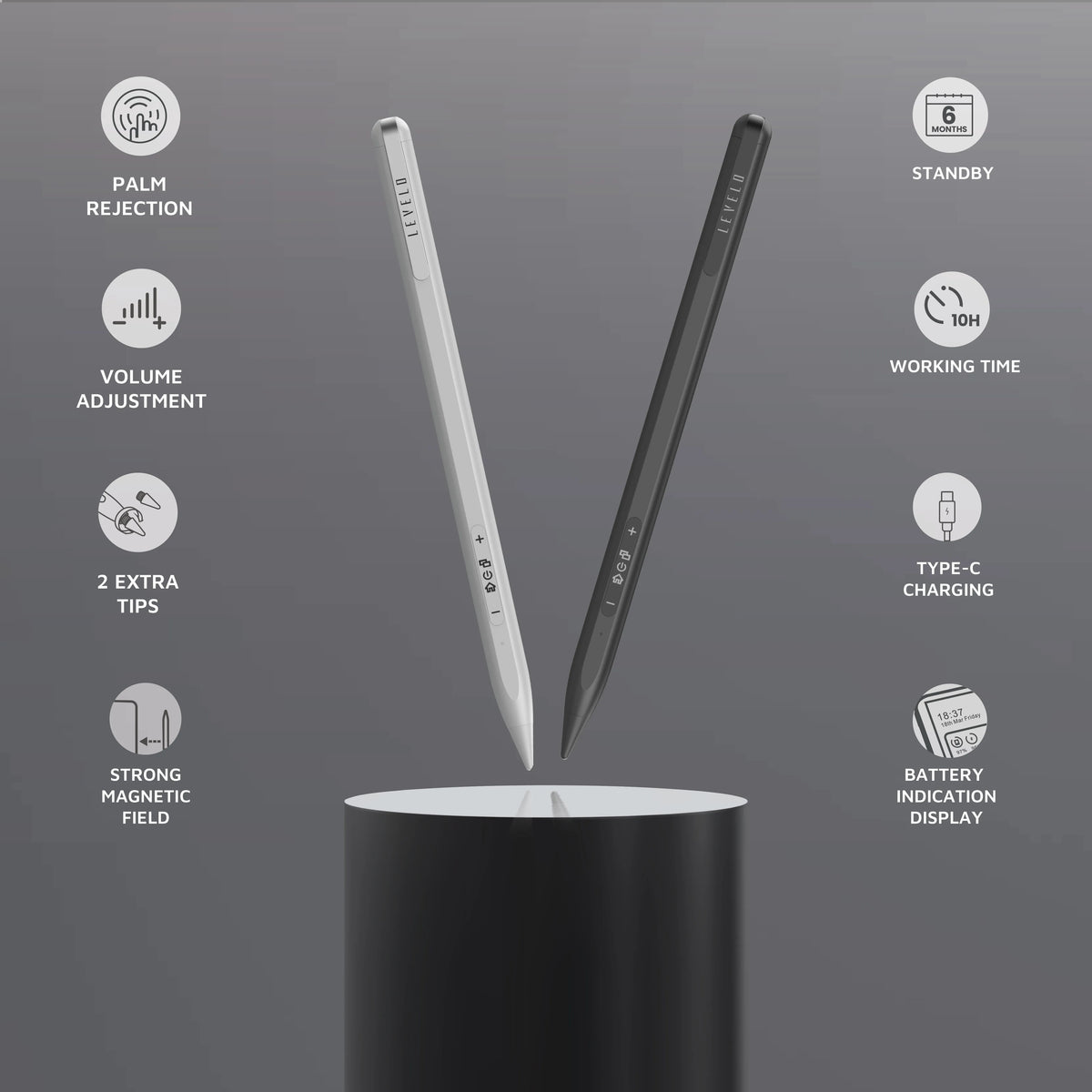 قلم ليفيلو Skywrite Versa للآيباد مع أزرار اختصار – تفاصيل المنتج والعبوة